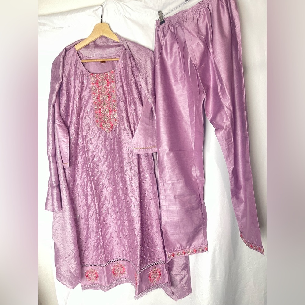 Salwar 3 pic Set Indian stitched embroidered sequins L or 40